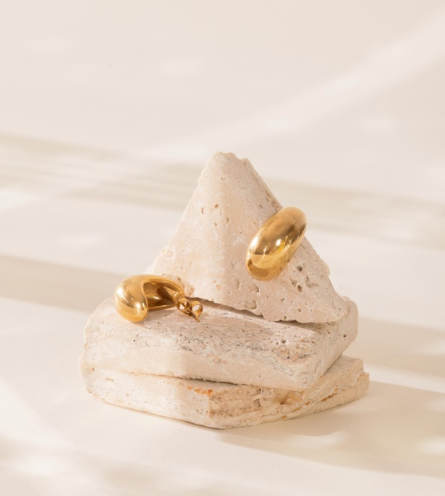 Boucles d'oreilles dorées - Gouttes d'eau